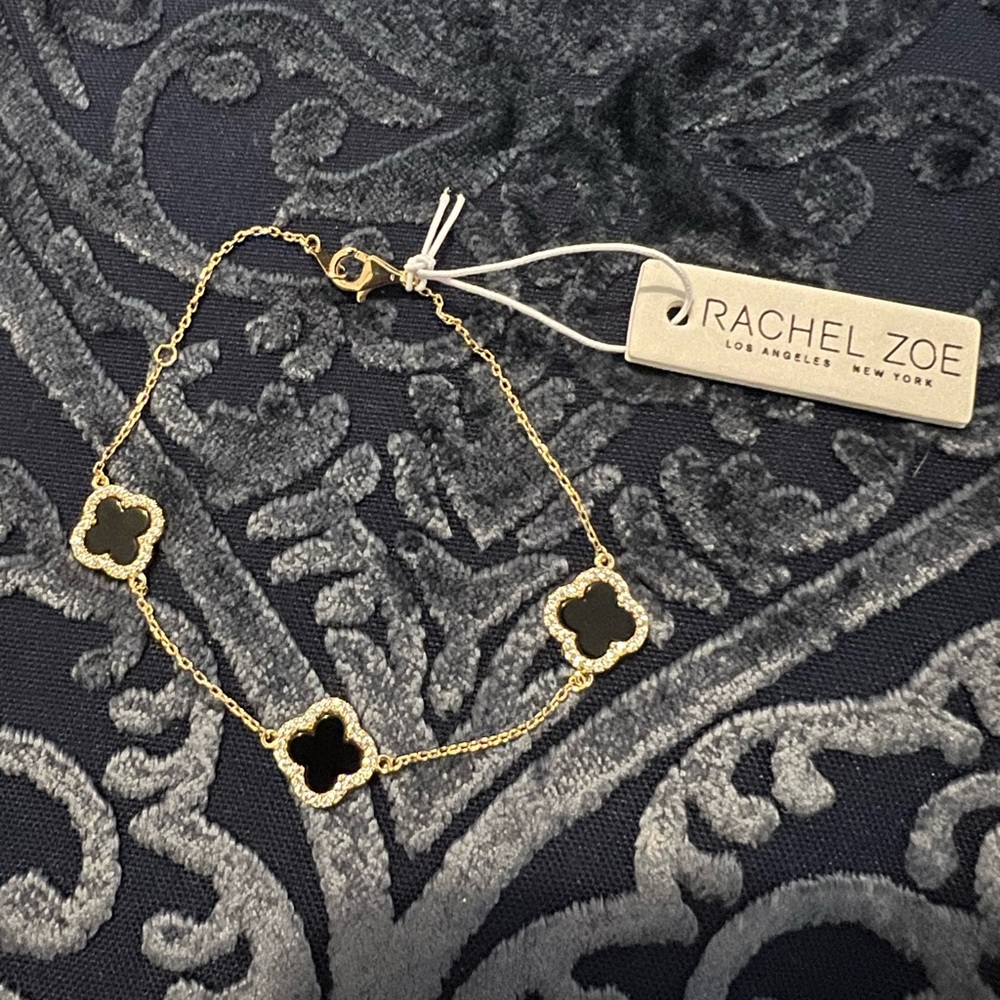 Rachel Zoe Clover Bracelet - Black Sterling Silver